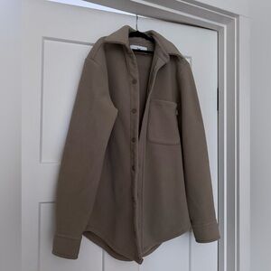 Tan Button-Up Fleece Jacket 2XS